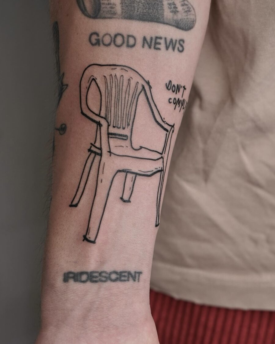 Minimalist Chair Tattoo for Simple Aesthetic Tattoo Design