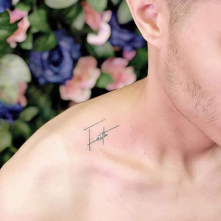 Minimalist tattoo showcasing the word 'Faith' Tattoo Design