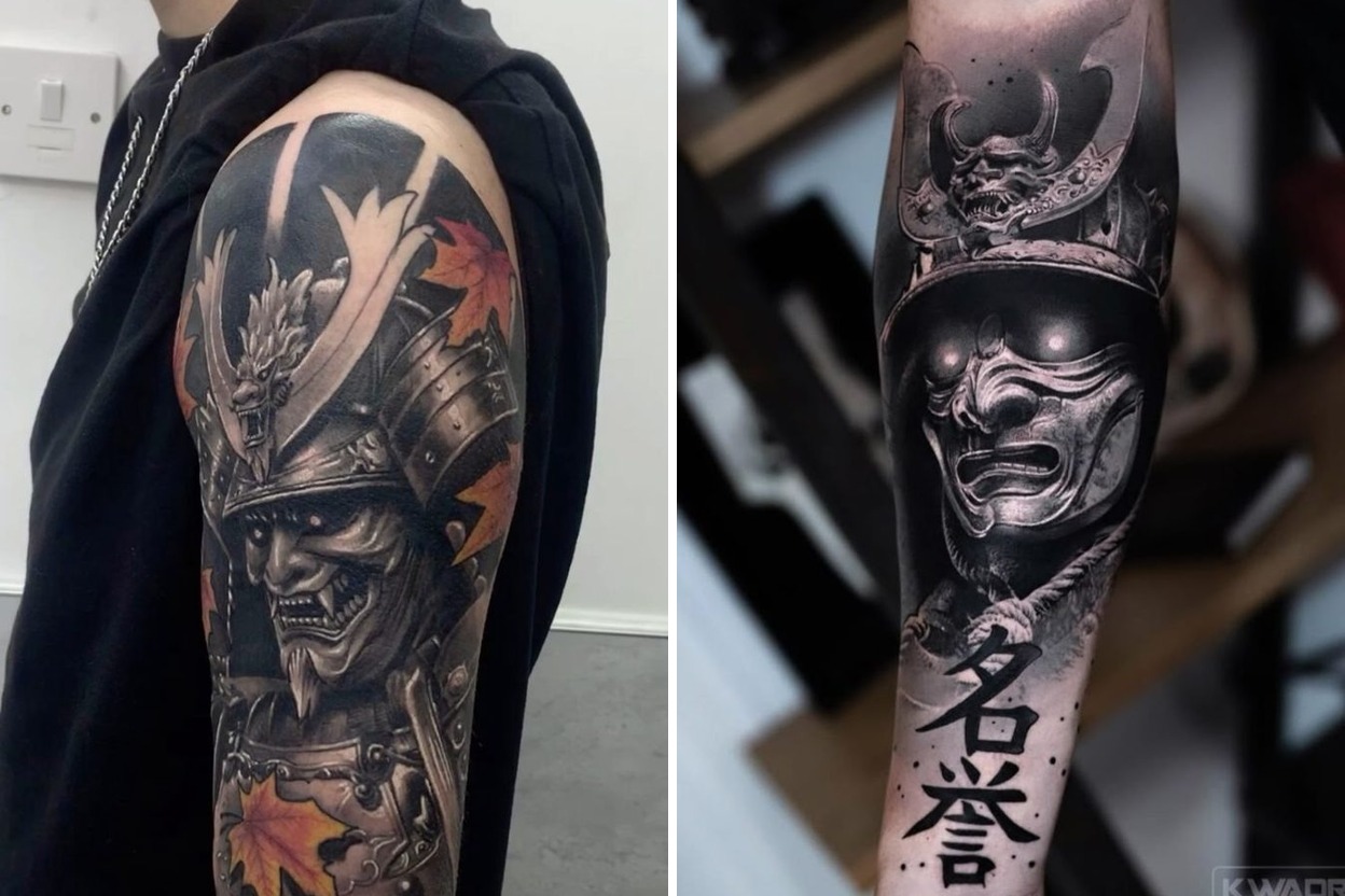 23 Oni Mask Tattoo Ideas: Oni Mask Tattoo 23 Design Ideas For Sleeve Back Leg Hand Chest And More Featured Lookbook Collage