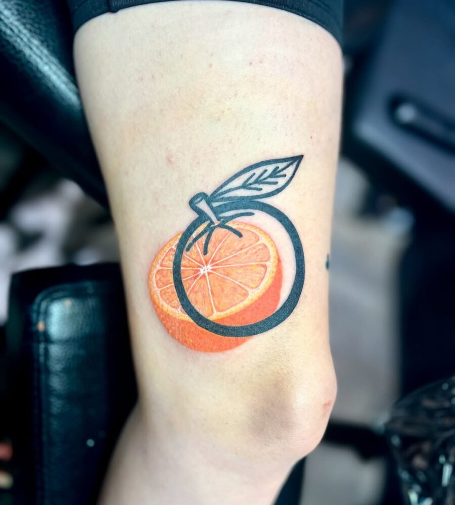 Bright orange tattoo with bold black outline Tattoo Design
