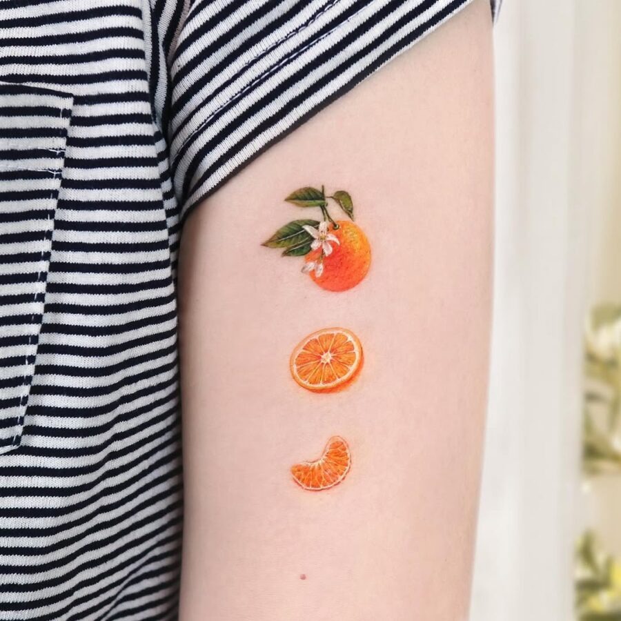 Charming and vibrant orange fruit tattoo collection Tattoo Design