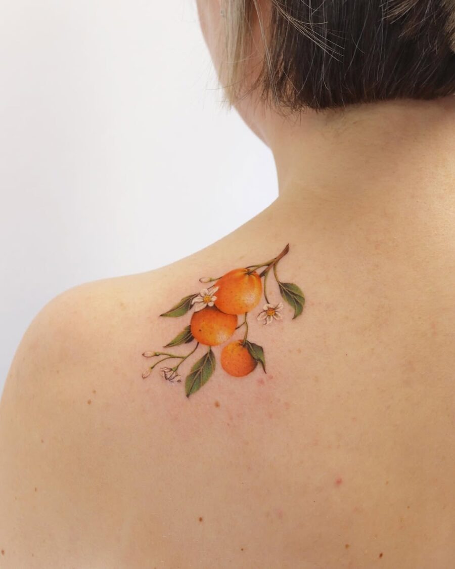 Charming Citrus Tattoo on Shoulder Tattoo Design