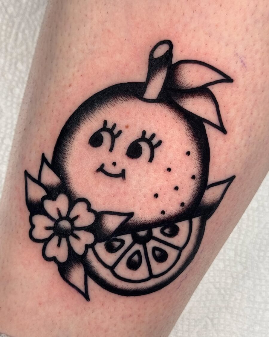 Cute orange tattoo with cheerful expression Tattoo Design