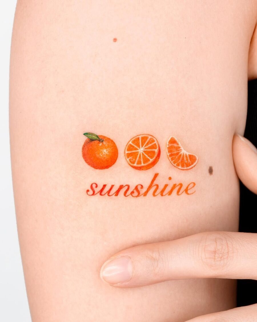 Vibrant orange tattoos embody sunshine and freshness. Tattoo Design