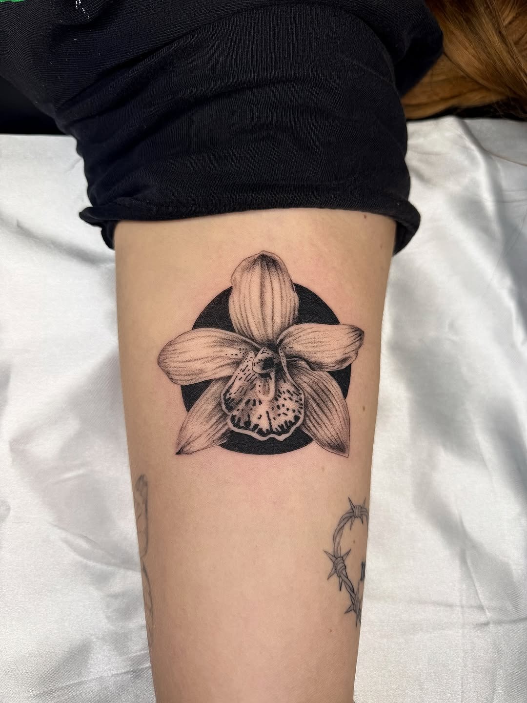 Elegant black and gray orchid tattoo design Tattoo Design