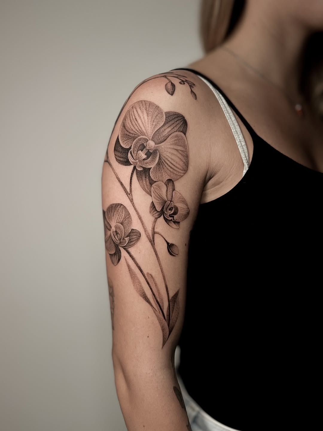 Stunning black and gray orchid tattoo design Tattoo Design