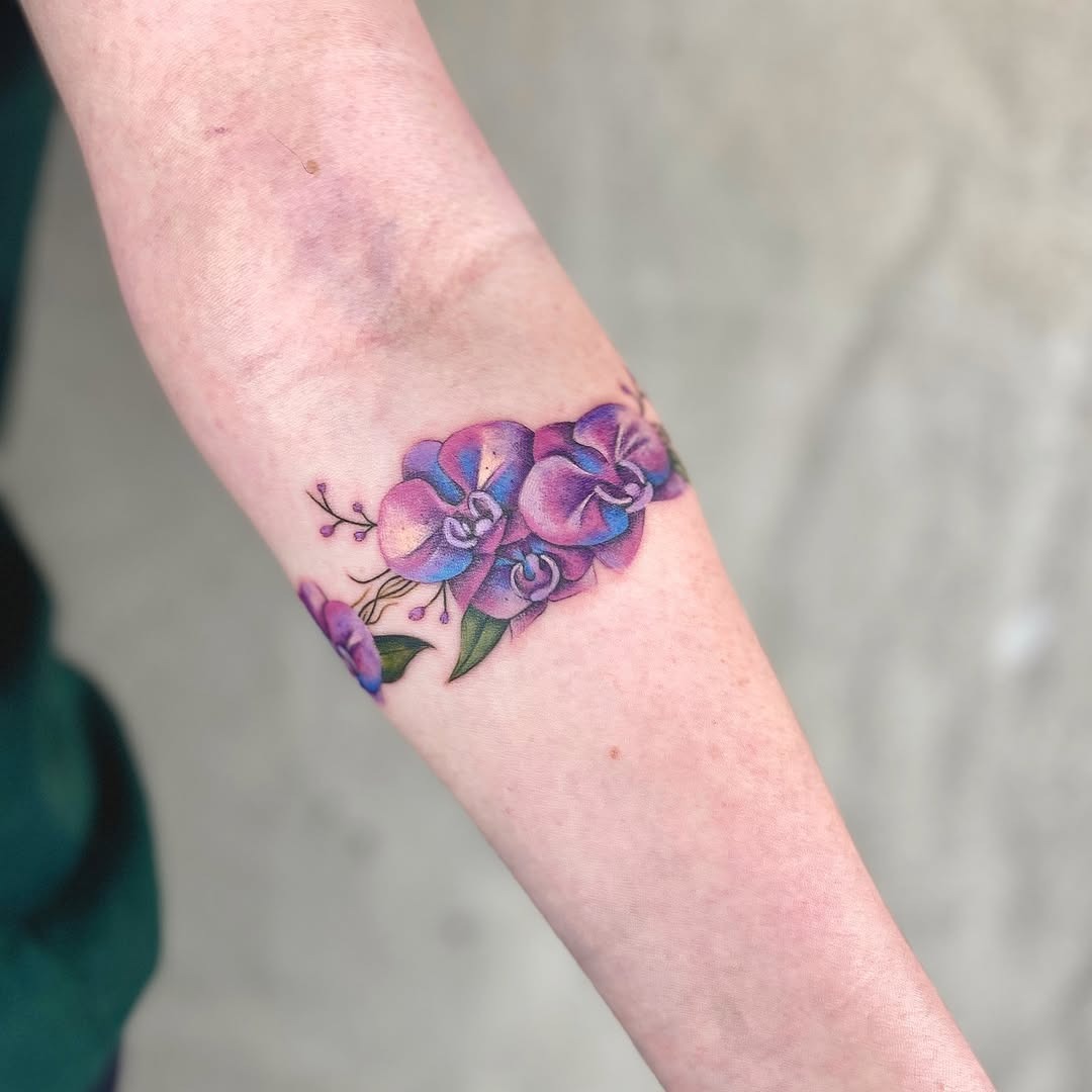 Stunning vibrant purple orchid tattoo design Tattoo Design