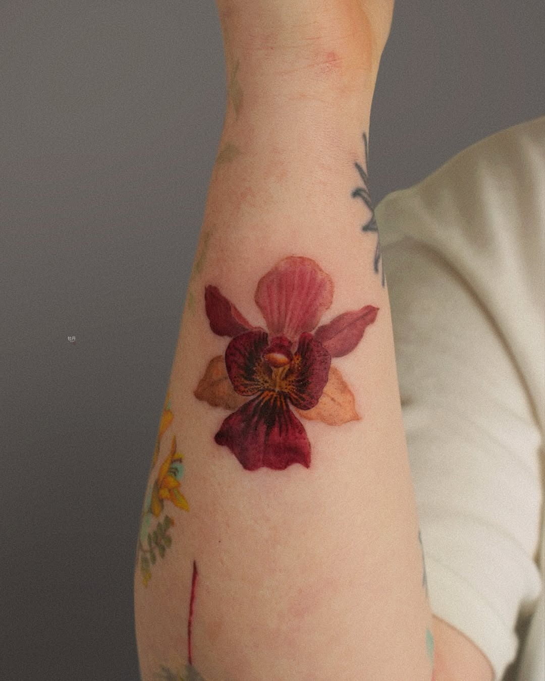 Vibrant orchid tattoo on the forearm Tattoo Design
