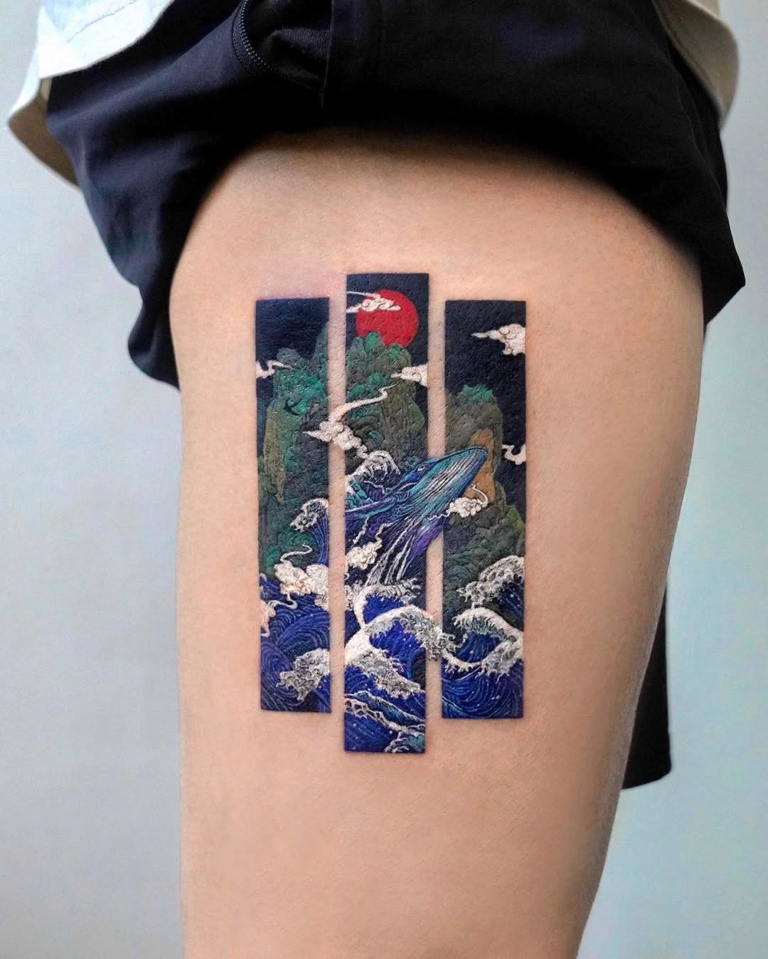 Intricate seascape tattoo with vivid colors Tattoo Design
