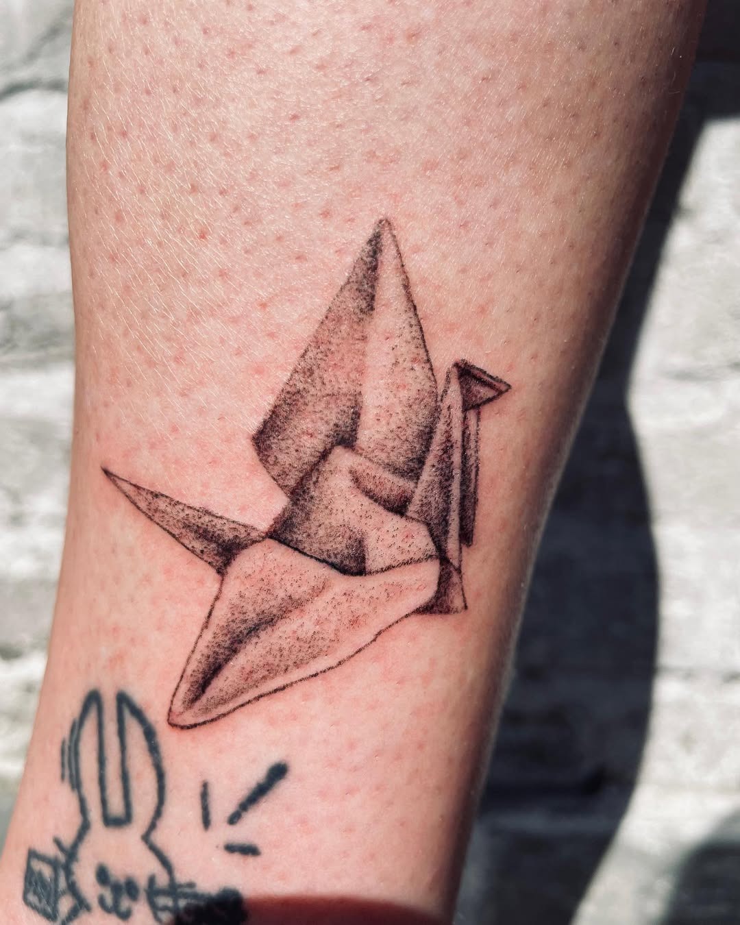 Stunning Crane Origami Tattoo Design on Skin Tattoo Design