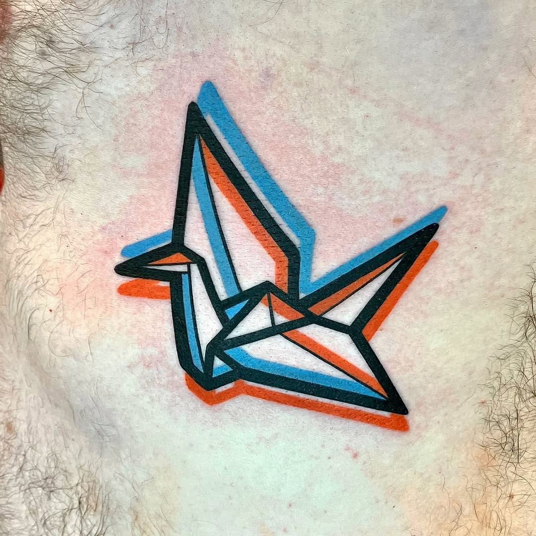Stylish geometric origami bird tattoo Tattoo Design