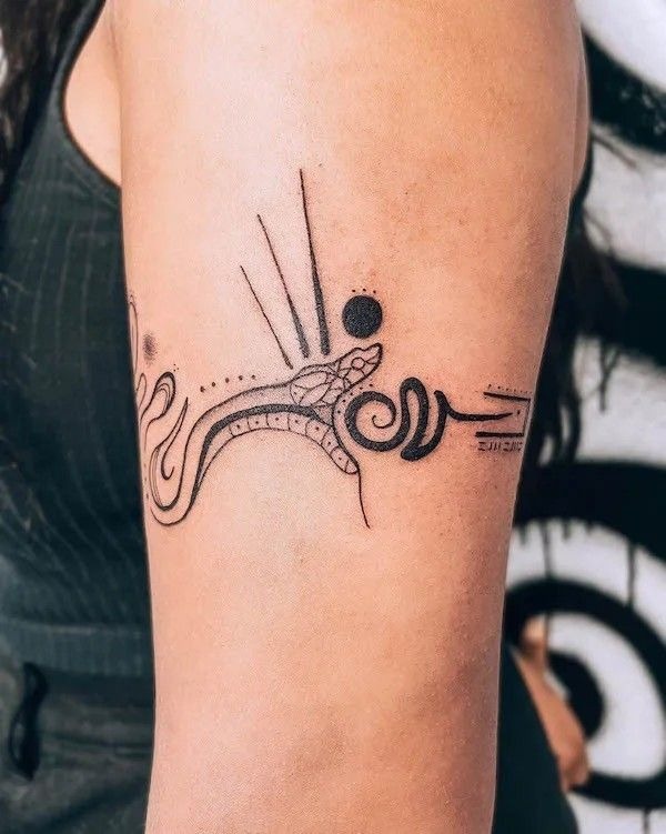 Abstract Line Ouroboros Tattoo Design