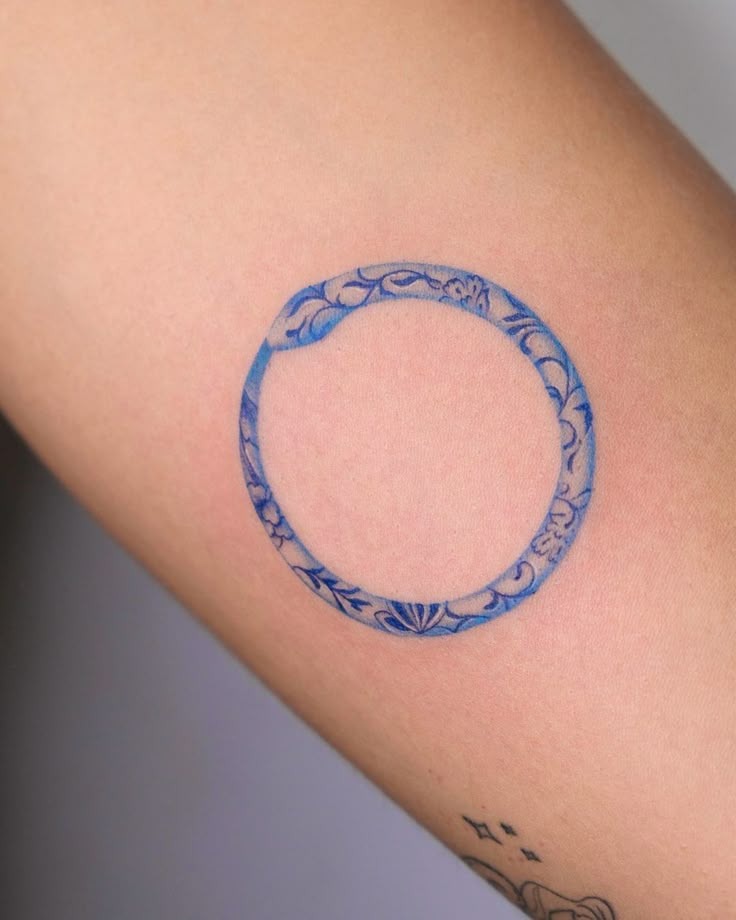 Blue Porcelain Ouroboros Tattoo Design