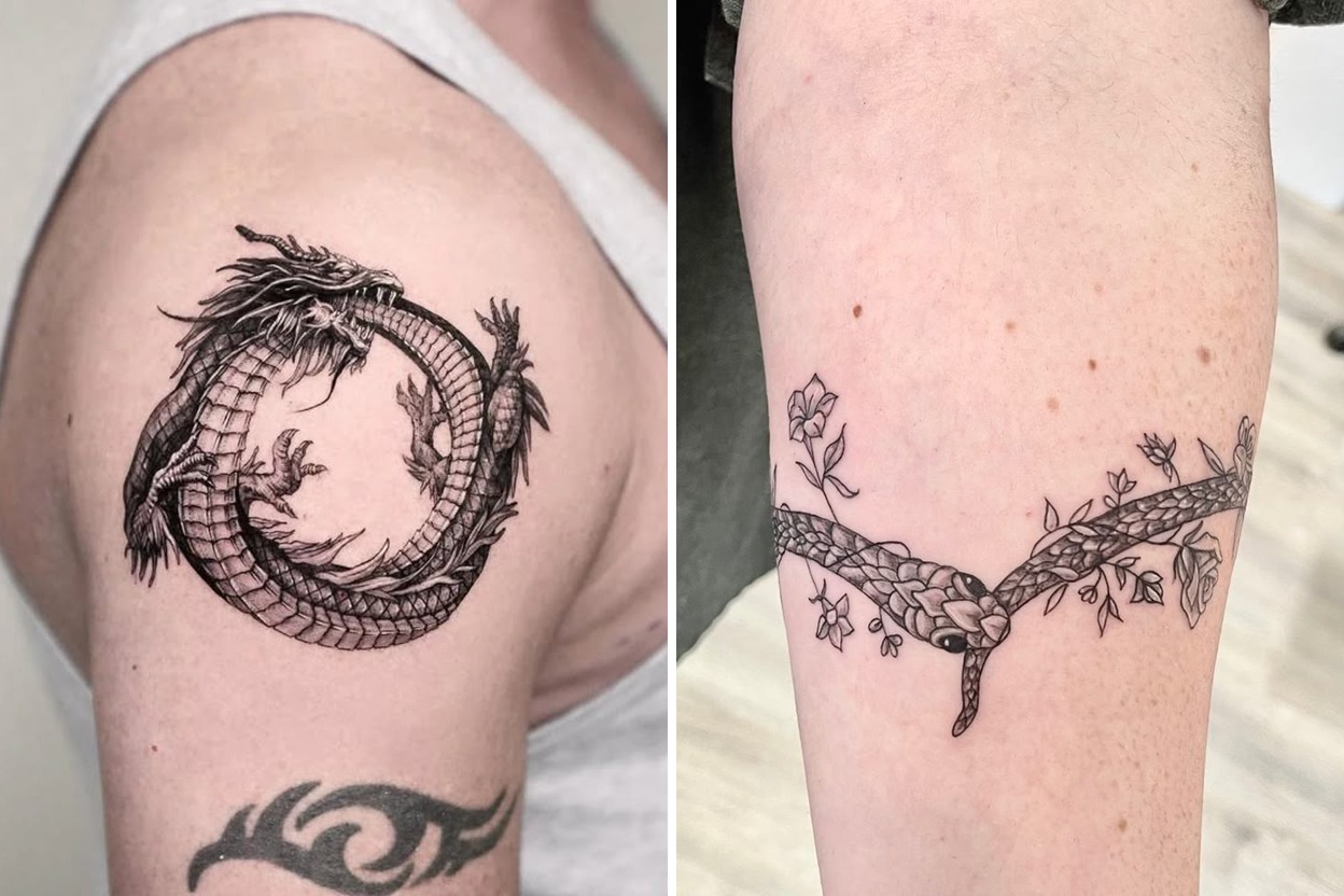 24+ Ouroboros Tattoo Ideas That Embrace Power Style and Transformation Featured Lookbook Collage