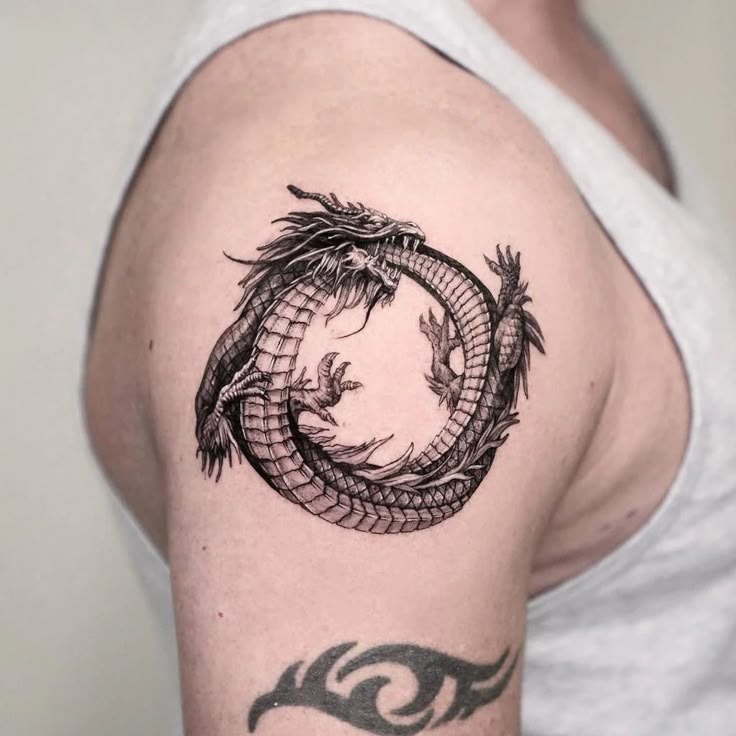 Fierce Dragon Ouroboros Tattoo Design