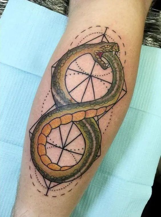 Ouroboros with Sacred Geometry Tattoo Design