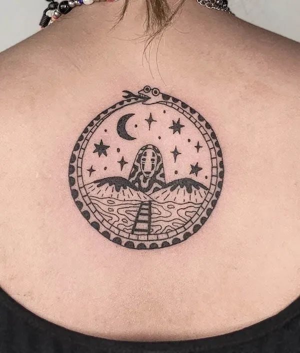 Surreal Dreamscape Ouroboros Tattoo Design