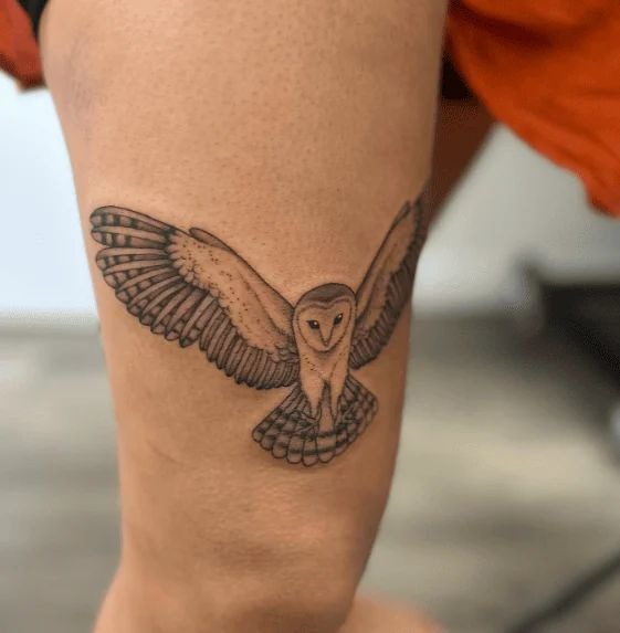Simple Flying Barn Owl Tattoo Tattoo Design