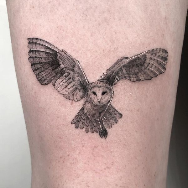 Small Barred Owl Flying Tattoo Tattoo Design