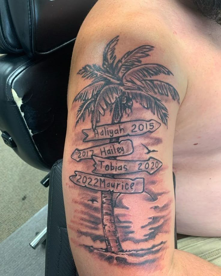 Family Milestone Palm Tree Tattoo Tattoo Design