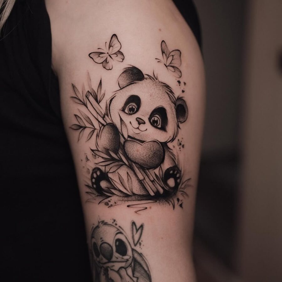 Adorable panda tattoo with a playful vibe Tattoo Design