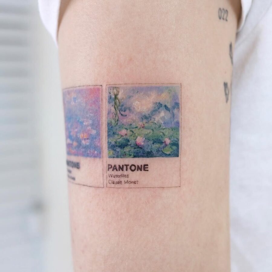 Colorful Pantone tattoo inspired by Monet's art Tattoo Design