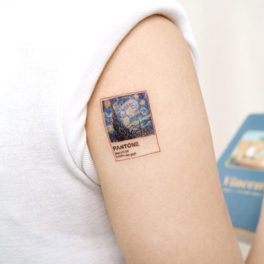 Creative Pantone tattoo inspired by Van Gogh Tattoo Design