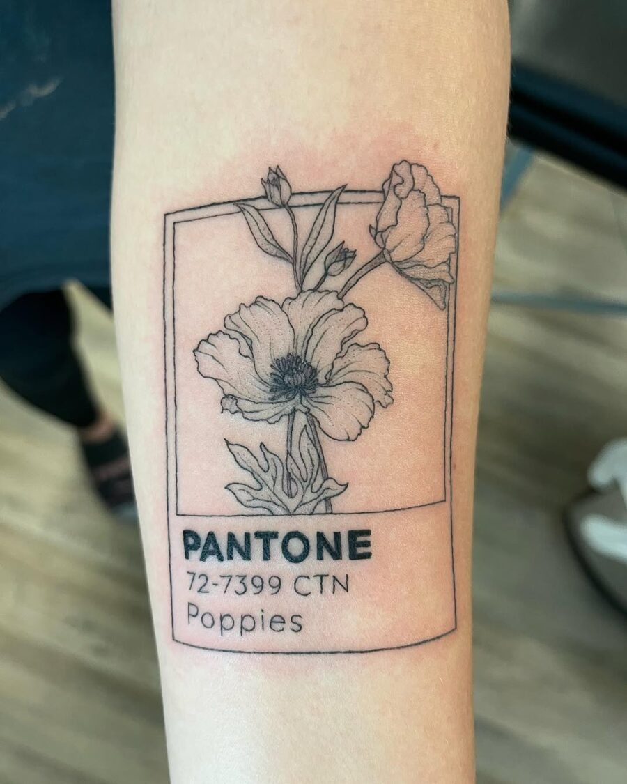 Intricate Poppies In Pantone Style Tattoo Tattoo Design