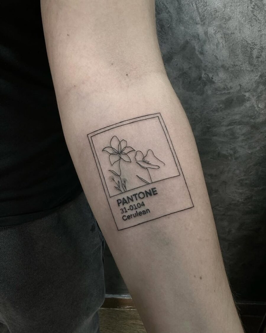 Minimalist Cerulean Pantone Flower Tattoo Design Tattoo Design