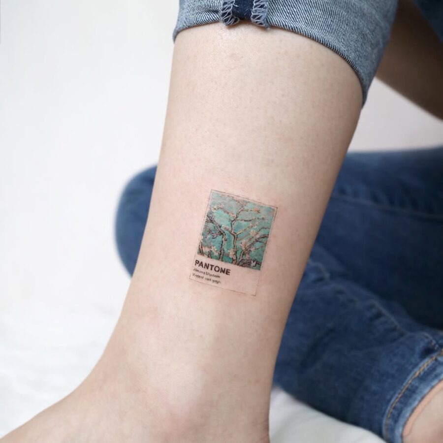 Stylish pantone tattoo featuring natural color vibes Tattoo Design