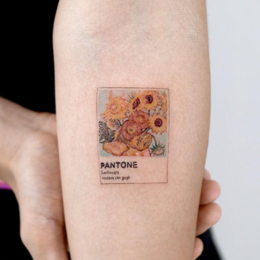 Van Gogh's sunflowers tattoo in Pantone style Tattoo Design