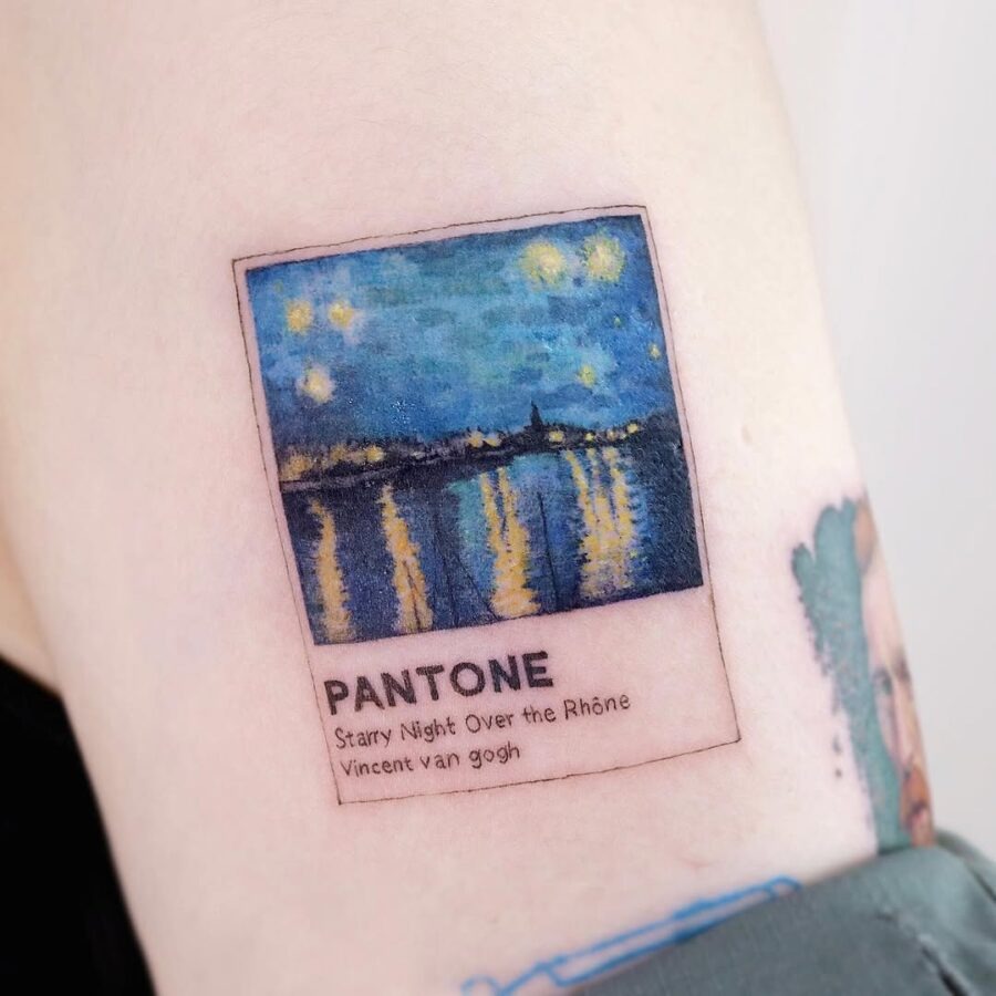 Vivid Pantone Tattoo Inspired by Van Gogh Tattoo Design