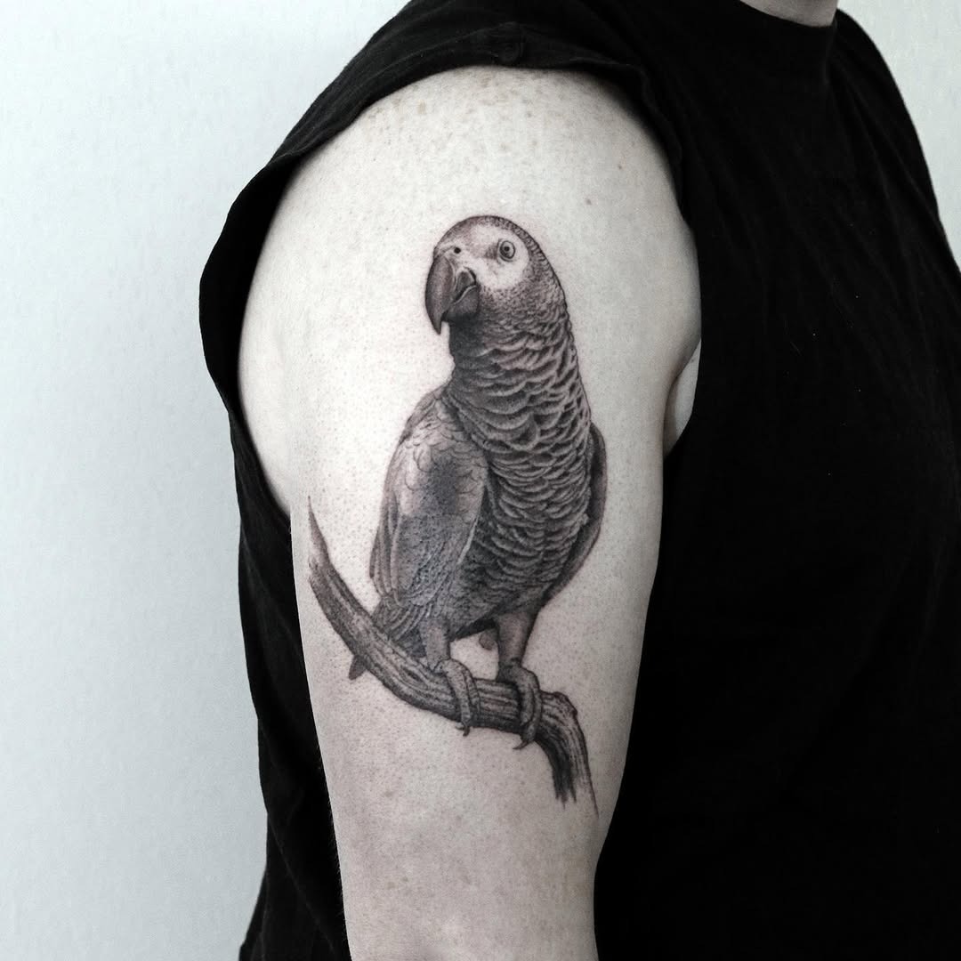 Stunning parrot tattoo with intricate detail Tattoo Design