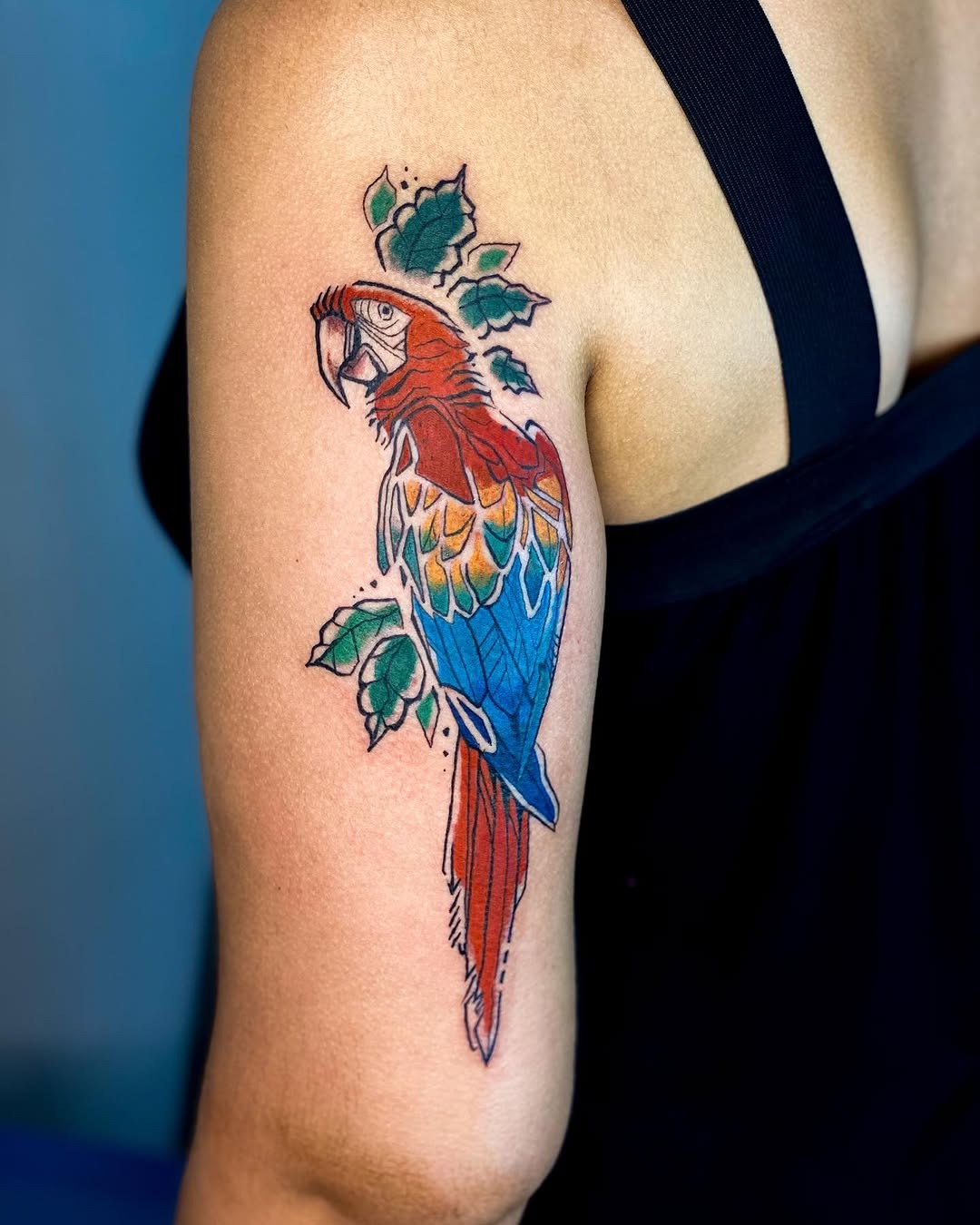 Stunning parrot tattoo with vivid colors Tattoo Design