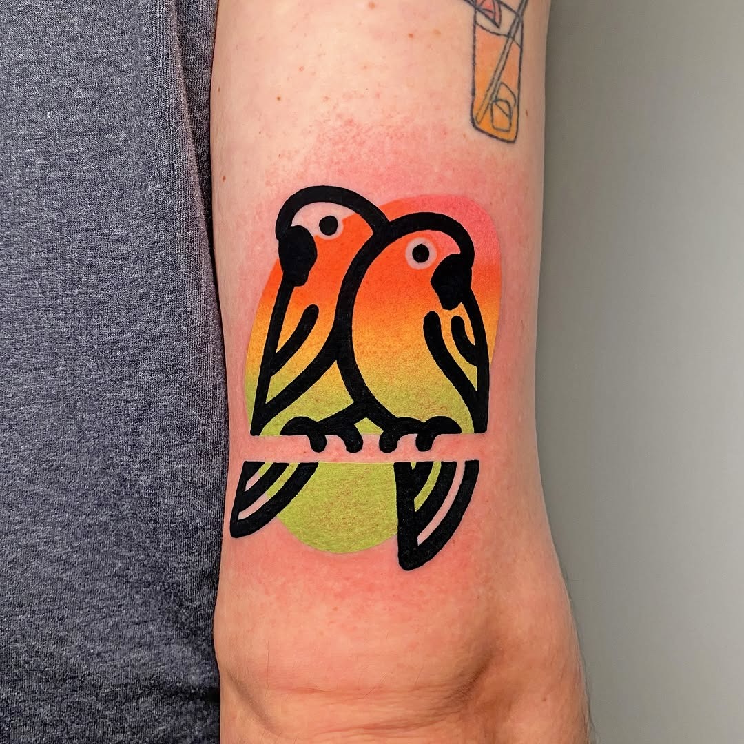 Vibrant Minimalist Parrot Tattoo Design Tattoo Design