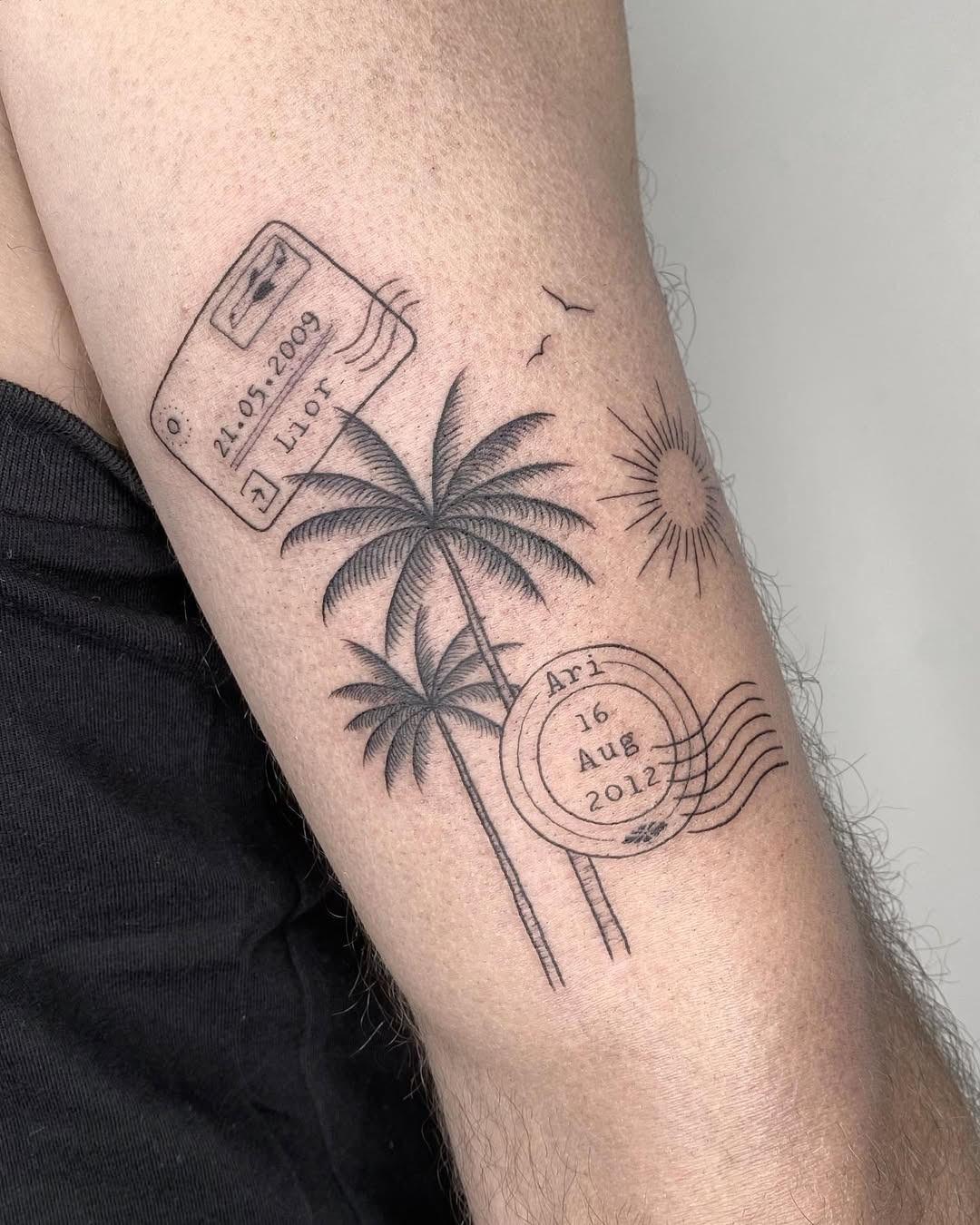 A creative blend of travel memories and nature Tattoo Design