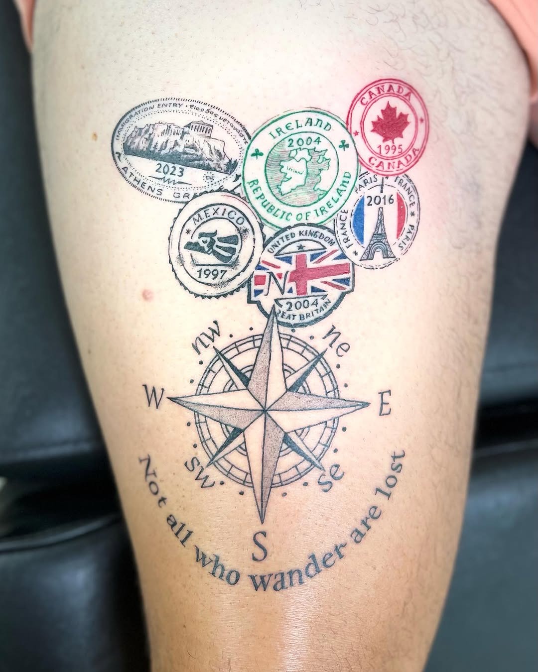 Artistic representation of travel and adventure Tattoo Design