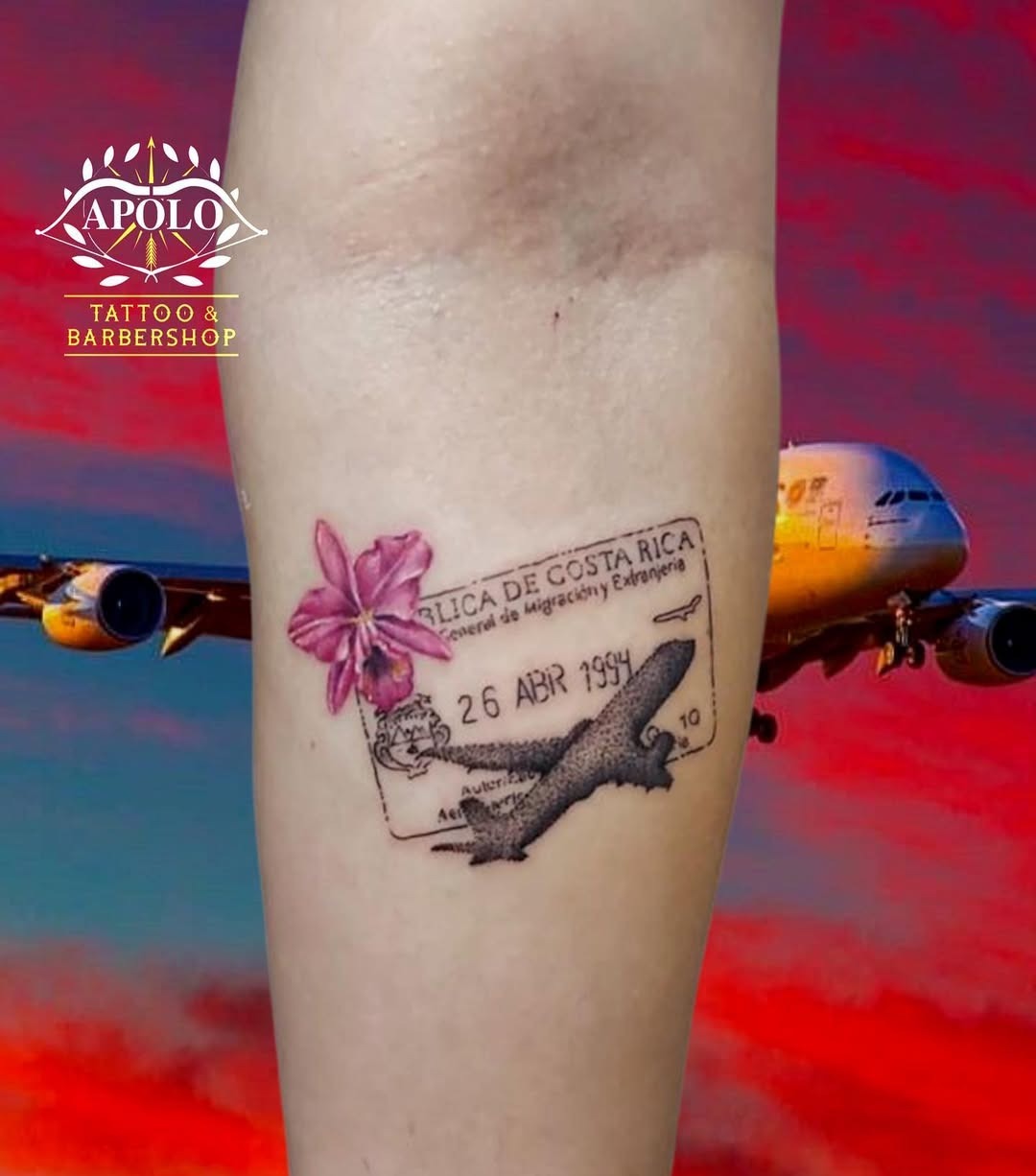 Costa Rica travel-inspired passport tattoo design Tattoo Design