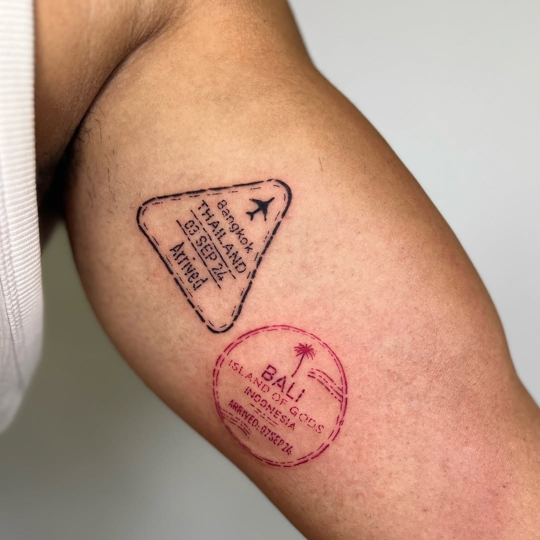 Creative passport tattoos showcasing travel adventures Tattoo Design