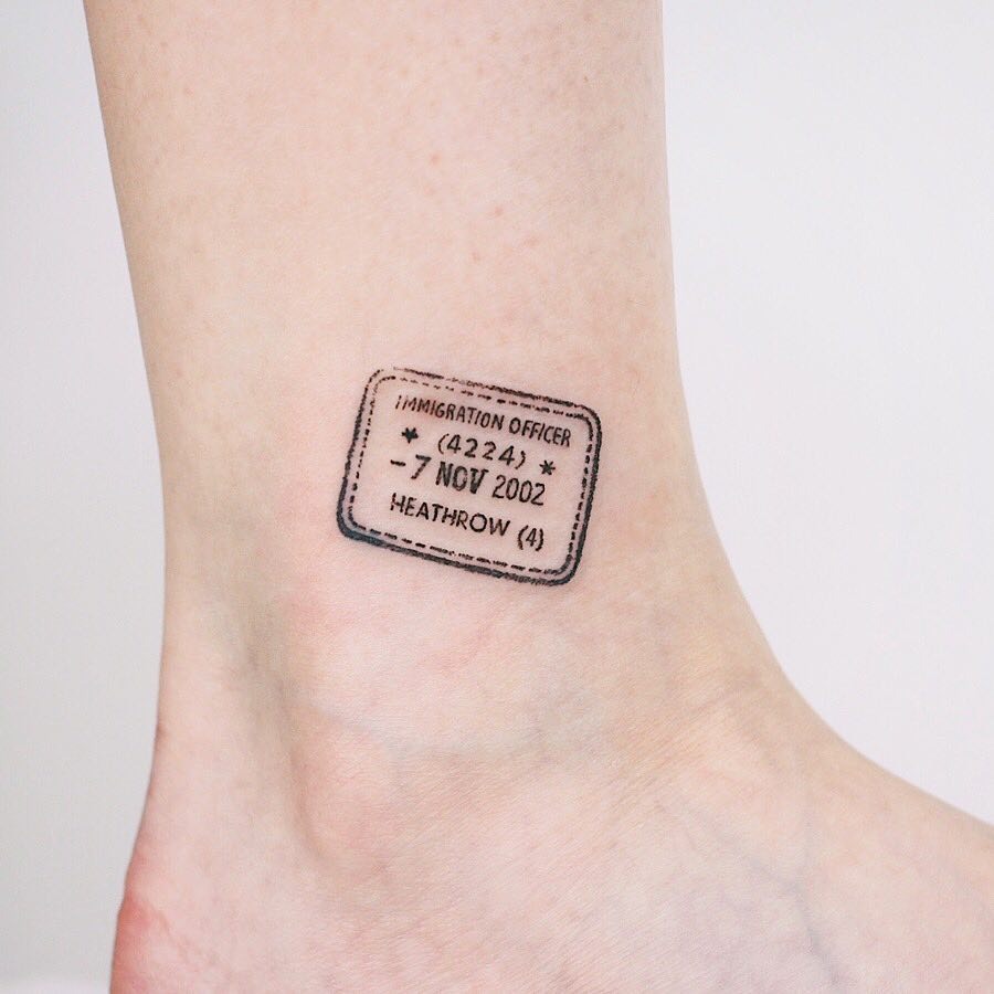 Unique Immigration Stamp Inspired Tattoo Design Tattoo Design