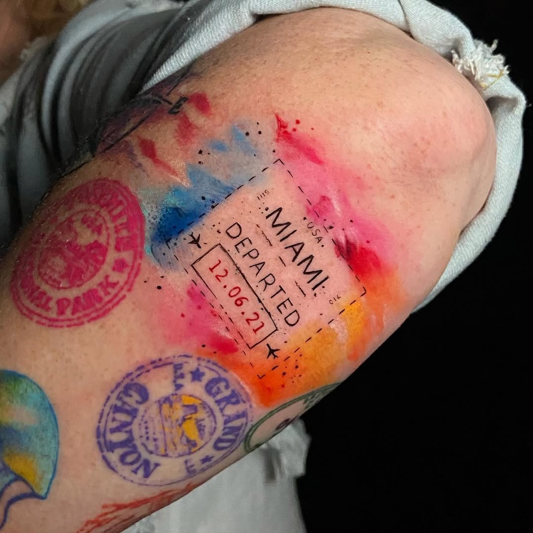 Vivid tattoos embodying travel memories Tattoo Design