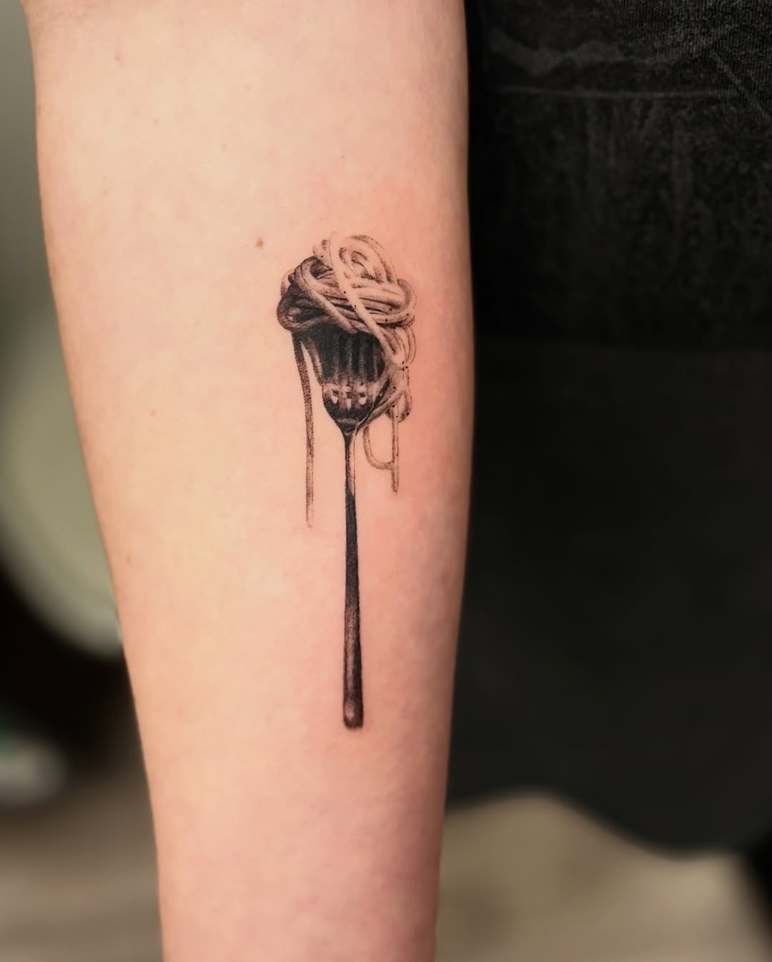Creative fork and spaghetti tattoo design Tattoo Design