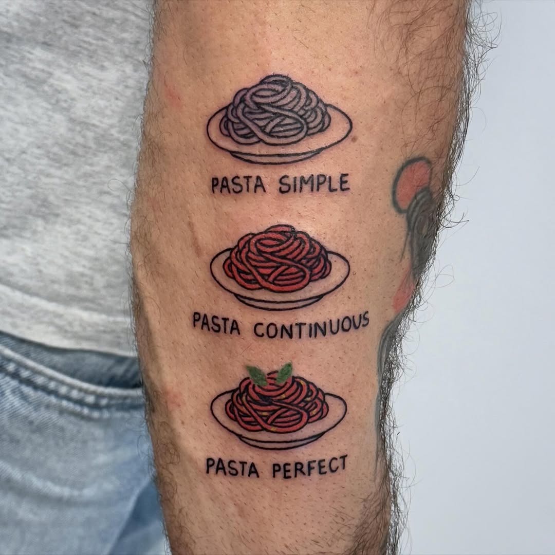 Creative pasta tattoo styles for noodle lovers Tattoo Design
