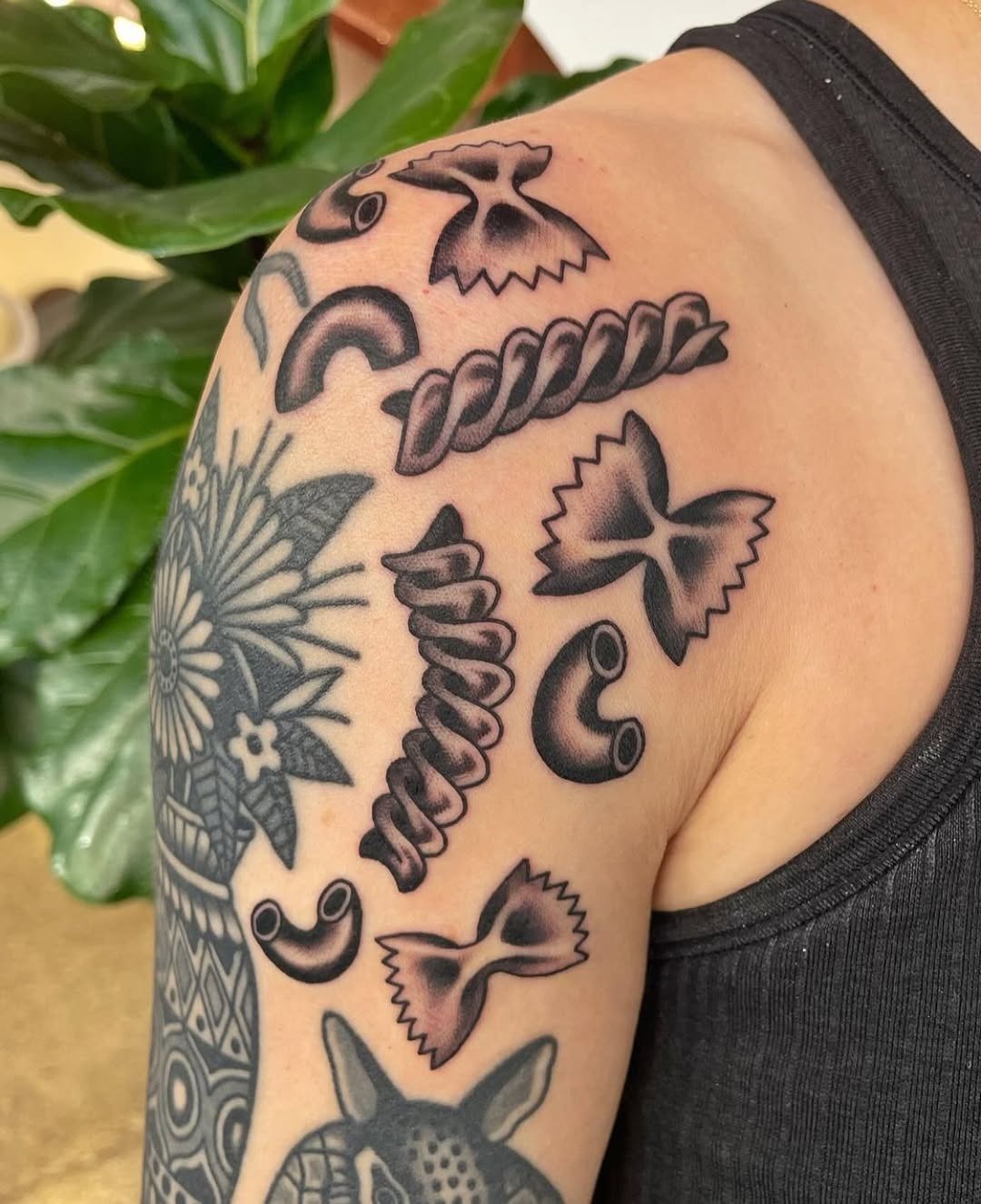 Unique pasta tattoo designs on shoulder Tattoo Design
