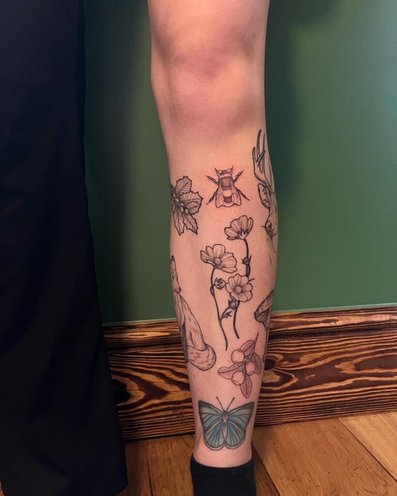 Bali-Inspired Patchwork Leg Tattoo Tattoo Design