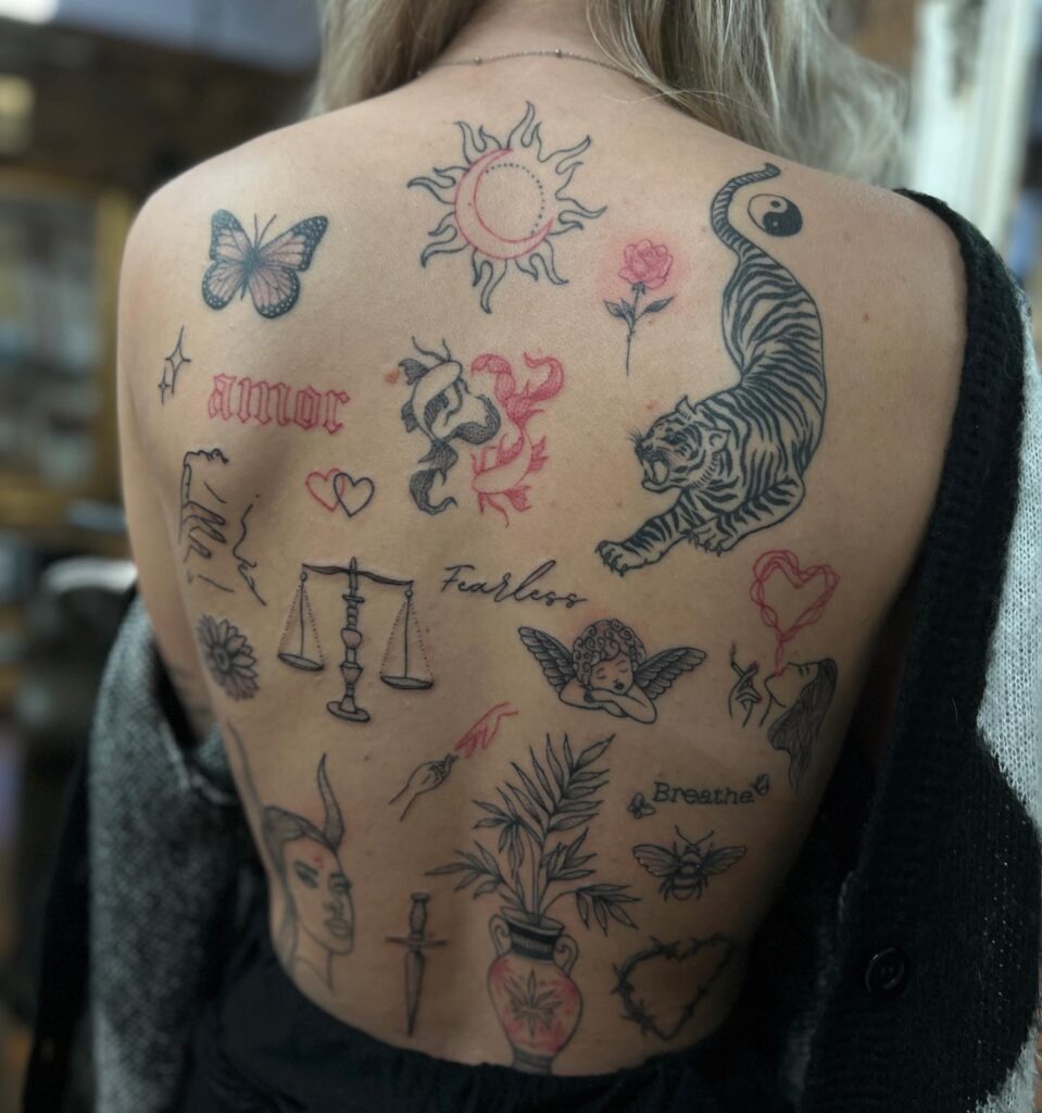 Bold and Fearless Back Patchwork Tattoo Tattoo Design