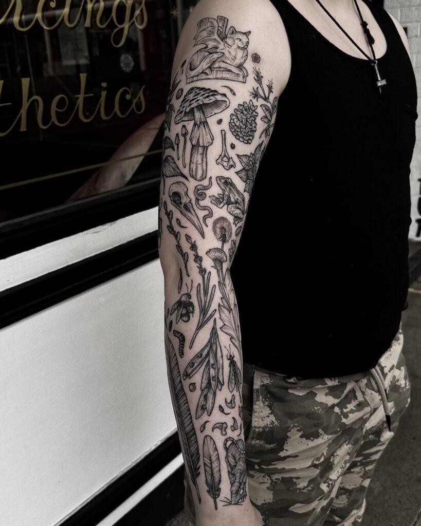 Bold Traditional Patchwork Leg Tattoo Tattoo Design
