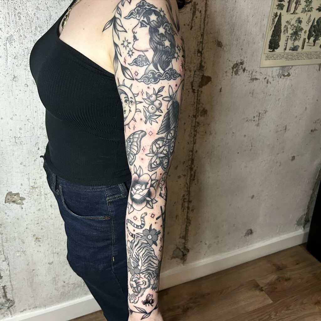 Celestial Dreamscape Sleeve Tattoo Tattoo Design