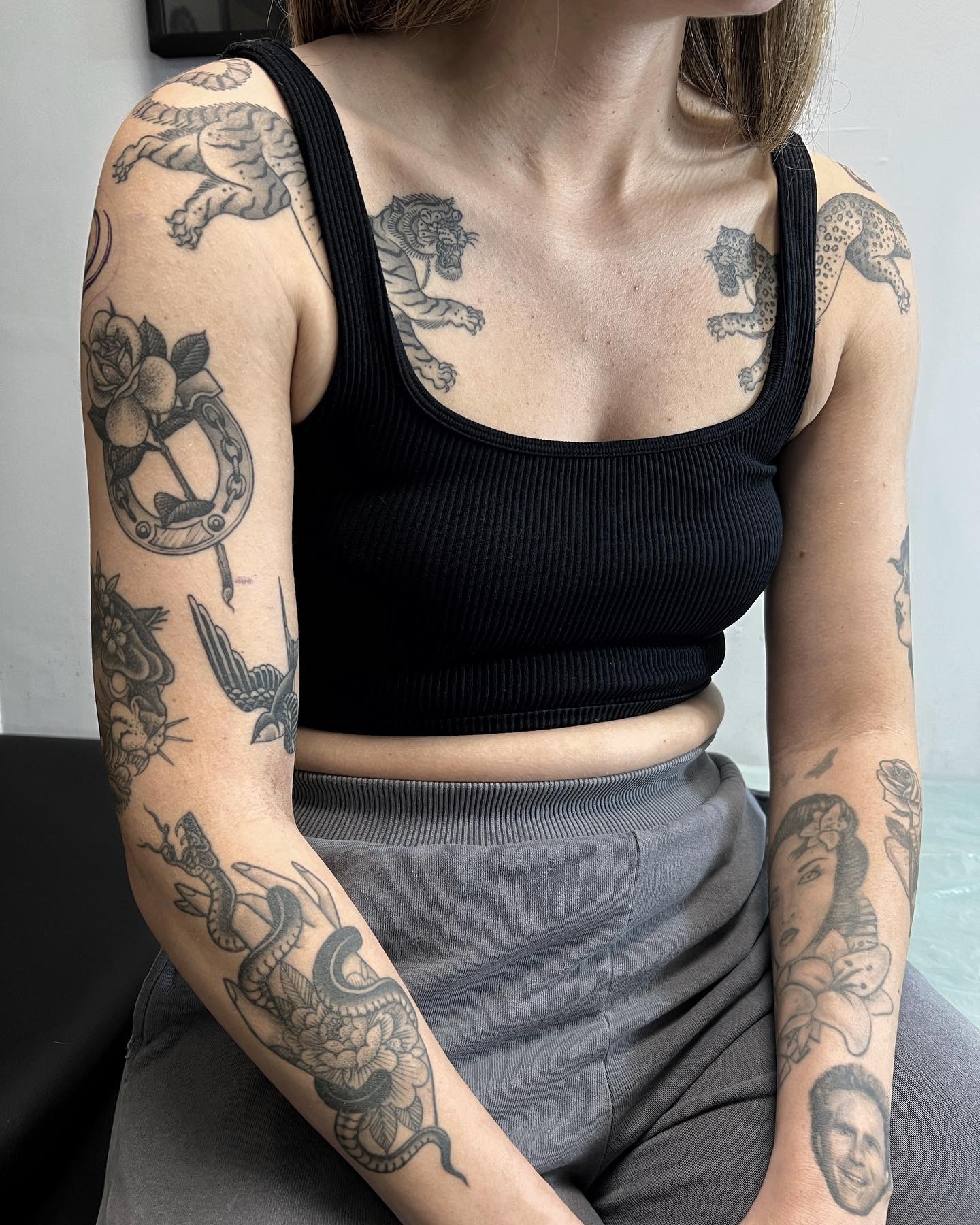 Fierce and Feminine Patchwork Tattoo Tattoo Design