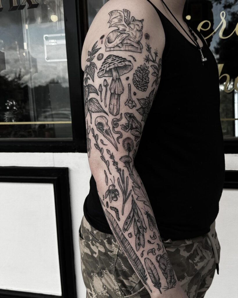 Forest Lore Patchwork Sleeve Tattoo Tattoo Design